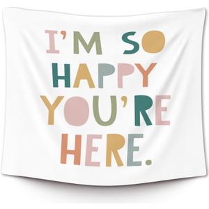 XLDLIOO Boho Classroom Tapestry, Boho Classroom Decor, Inspirational Wall Tapestry Hanging for Bedroom, I'm So Happy You're Here, Educational Welcome Tapestries Wall Decor Art for Kids Dorm Living Room Party 60x50in