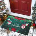 Christmas Doormat, Outdoor & Indoor Merry Christmas Door Mat Outside Holiday Door Mats for Front Door Entrances, 17"x30", Dark Green