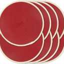Noctiflorous Round Placemats Set of 8, 15 Inch Braided Hand Woven Table Mats, Heat Resistant Non-Slip Wipeable Thin Edge Place Mats for Kitchen Dining Indoor Outdoor Use(Red, 8)