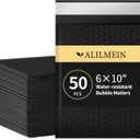 610" Inch Bubble Mailers 50 Pack Waterproof Padded Envelopes Self Seal Adhesive Shipping Bags for Mailing Cards Jewelry Makeup and Small Business Packaging (black)