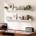 upsimples Floating Shelves for Wall, 23.6 Inch Shelves for Decor Storage Set of 6, Wall Mounted Wood Shelf for Bedroom, Living Room, Bathroom, Kitchen, Long Picture Ledge Shelves, White