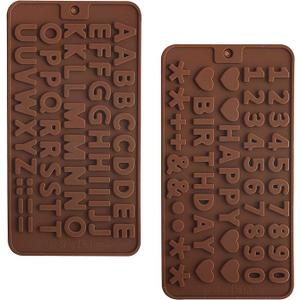 2 pcs Number Chocolate Molds and Letter Silicone Molds, kitchen utensils, cake cookies, ice cubes, chocolate resin candy making products
