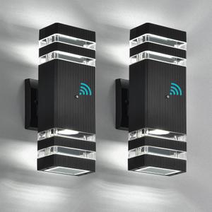 DASTOR Dusk to Dawn Outdoor Wall Lights, 2-Layer Up Down Outdoor House Lights, Waterproof Exterior Sconce Wall Lighting Fixtures for Porch Garage (Cool White)