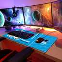 Large Gaming Mouse Pad, Extended Desk Mousepad with Stitched Edges, Football Computer Keyboard Pad,Light Blue Design for Sport Fans, 31.5 x 11.8 in
