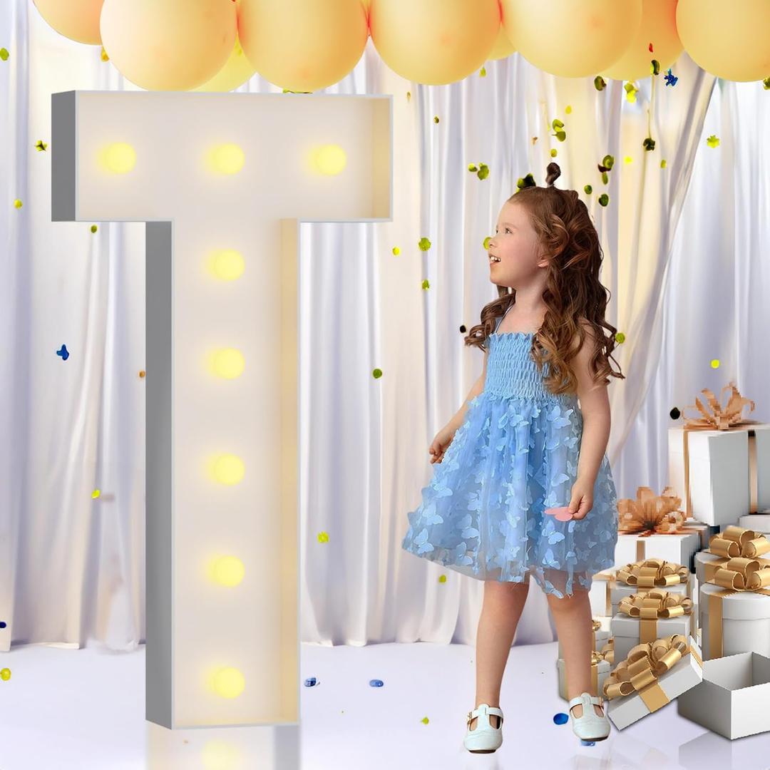 Imprsv Light Up Mosaic Letters, 3ft Party Decor - Birthday, Wedding, Party - Engagements - T