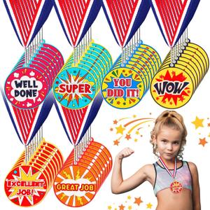 48 Pcs 2" Graduation Medal for Kids Preschool Kindergarten Sports Medallion with Ribbon Graduation Party Favors Gifts Supplies Sports Award Medals Accessories
