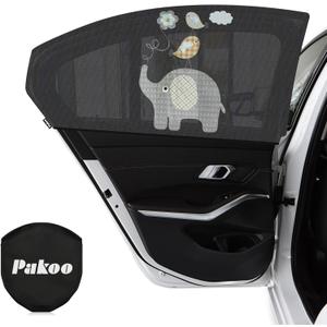 Car Window Shade for Baby, UV Protection Breathable Mesh Baby Window Covers, Universal Fit Stretchable Sun Shades, Keep Car Interior Cool and Comfortable for Toddler Kids Children (2 Pack) (Elephant)