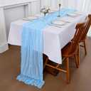 6 Pack Baby Blue Cheesecloth Table Runner 35x120 Inch Gauze Rustic Boho Table Runner 10FT Cheese Cloth for Spring Wedding Decor Birthday Party Bridal Baby Shower Table Decoration