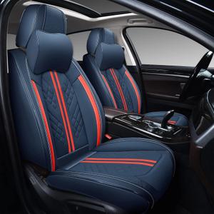 GXT Car Seat Covers Front Seats Only, Front Car Seat Covers 2 Pack, Premium Faux Leather Car Seat Cushion - Universal Fit for Most Sedans SUV Pick-up Truck with Headrests(Blue and Red Strip)