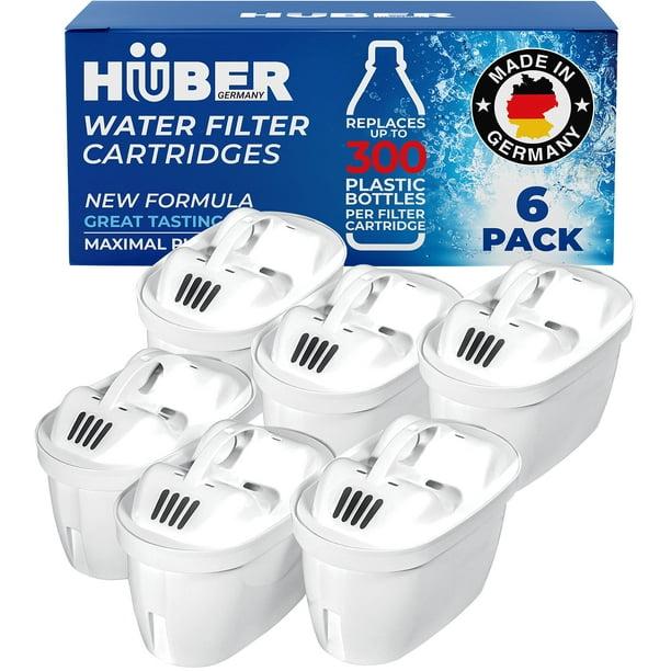 6 Filtres à Eau de Remplacement pour HUBER MAVEA BWT, Fabriqués en Allemagne, Filtres de Remplacement pour Distributeurs de Pichets, Technologie 1 d'Europe pour une Filtration et un Goût Supérieurs