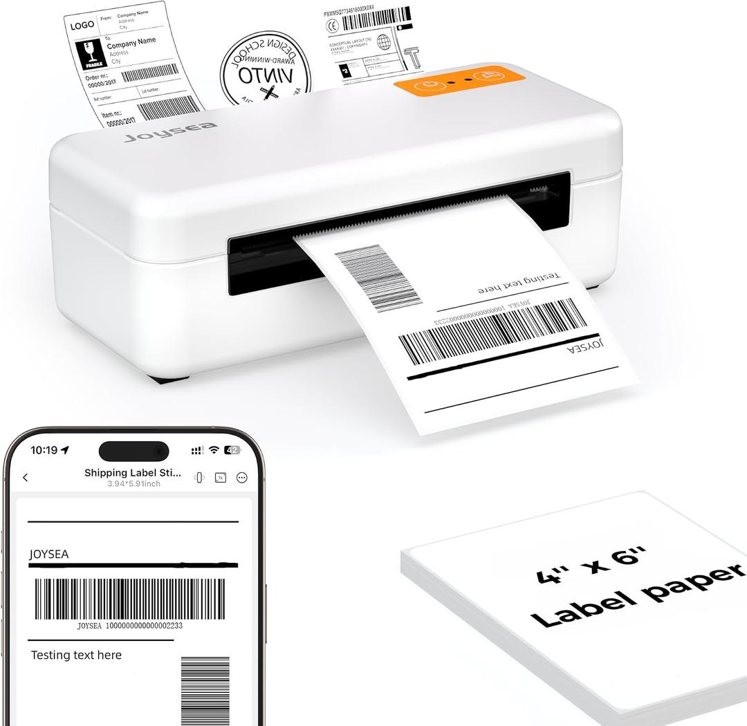 Joysea Bluetooth Shipping Label Printer, E41 Pro 4x6 Wireless Thermal Printer for Amazon, FedEx, USPS Labels, Compatible with iOS, Android, Windows Mac