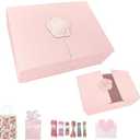 Elegant Small Pink Gift Box for Women with Lid & Accessories - Reusable Magnetic Closure Gift Presentation Set, Romantic and Beautiful Ready-to-Gift Box