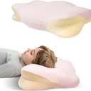 Memory Foam Toddler Pillow, Breathable Cooling Removable Pillowcase, Kids Pillow for Sleeping, Ergonomic Contour Neck Pillow for Back & Side & Stomach Sleeping 12x22 in (Pink)