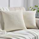 Set of 2 Cozy Fine Textured Throw Pillow Covers, Decorative Elegant Accent Pillow Cases for Couch Bed and Living Room - 18"x18", Ivory (18" x 18" (Pack of 2))