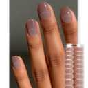 Semi Cured Gel Nail Strips | Built-In Gel Top Coat | UV Light Required | Salon Quality, Easy Application And Removal (Nude Glitter)