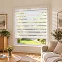 HESTIA Cordless Light Filtering Zebra Blinds, White, 22" W x 54" H