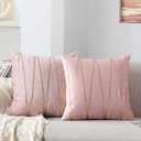 WACOMECO Soft Throw Pillow Covers - Pack of 2 Velvet Decorative Cushion Covers Cases for Sofa Bedroom Livingroom Car, 18" x 18", Pink and Gold