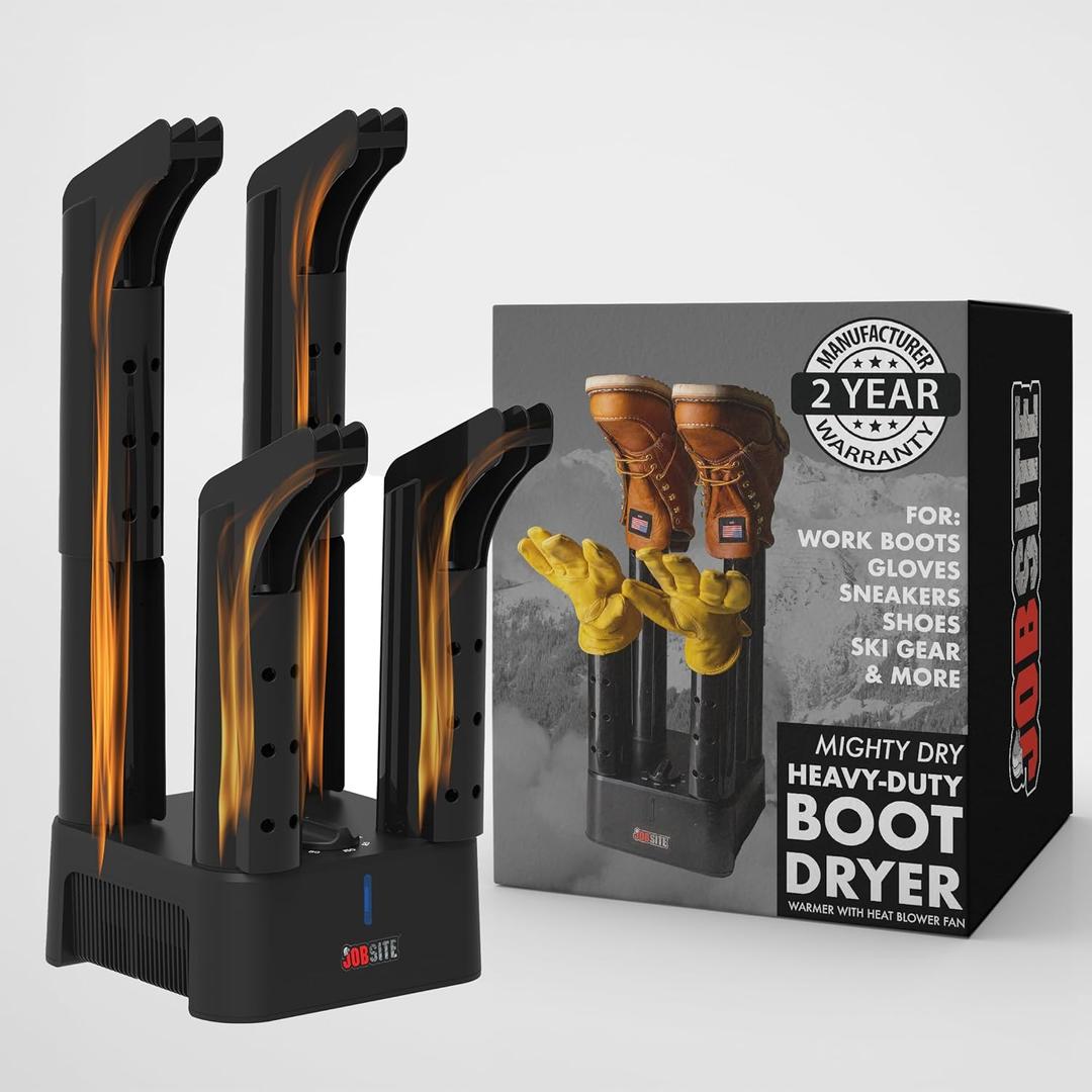JobSite Boot Dryer - Mighty Dry with Heat Blower Fan - Fast Glove & Shoe Dryer - Helps Reduce Odor