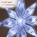 Alpine Corporation 13" Tall Snowflake 8-Point Tree Topper with 11 Cool White LED Lights, Christmas Decoration with Timer Function, and Radiant Glow for Holiday Trees
