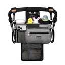 TOPDesign Universal Baby Stroller Organizer, Stroller Caddy with Detachable Mesh Bag & Heightened Insulated Cup Holders & Non-Slip Secure Hooks Accessories, Fits Most Strollers (Grey)