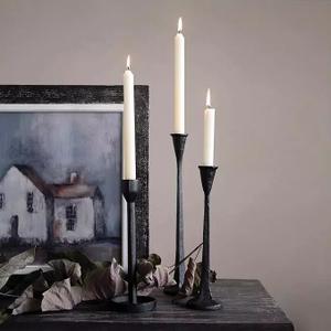 Black Iron Taper Candle Holder - Set of 3 Decorative Candle Stand - Candlestick Holder for Wedding, Dinning, Party