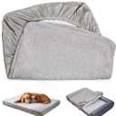 Dog Bed Cover Replacement - Washable, Waterproof, Quilted Sofa Pillow Cover for Dogs/Cats - Ultra Soft Plush Pet Bed (Grey, 36.0" L x 27.0" W x 6.5" Th)