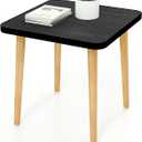 Funecy Square End Table Low Table with 4 Solid Wood Sturdy Legs,Floor Table Desk for Sitting on The Floor,20"(L) x 20"(W) x 20"(H),Living Room/Toy Room Furniture,Rental House Furniture(Black)