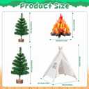 4 Pcs Camping Themed Party Decoration Set Camping Tent Themed Backdrop Photography Tent Nature Decor Include 1 Tent 1 3D Decorative Cardboard Campfire 2 PineTrees for Camping Party