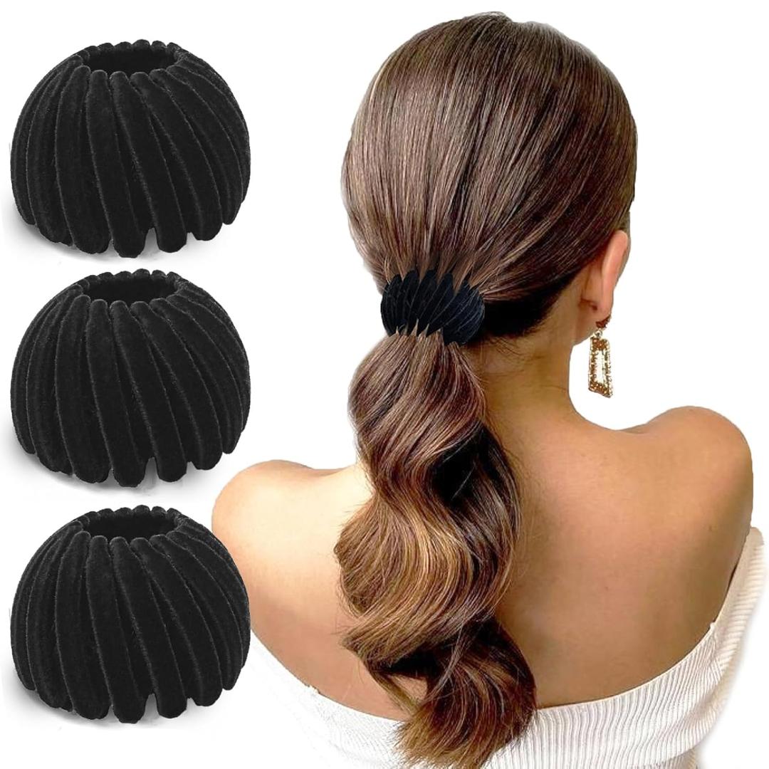 Bird Nest Magic Hair Clip, Birds Nest Hair Clips for Women, Birds Nest Hair Clip, Hair Accessories for Women Hair Bun Maker Ponytail Holders for Thick Thin Hair, Headbands for Women Non Slip (Black-3pcs)