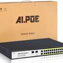 STEAMEMO 28 Port PoE Switch, 24 PoE+ Port@ 360W, 2 Gigabit Uplink, 2*1G SFP, 802.3af/at, Metal Casing 19-inch Rackmount, Overload Protection w/ Port, Unmanaged Plug and Play