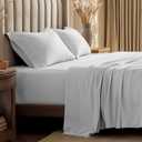 Bare Home 100% Organic Cotton Jersey Sheet Set, Ultra Soft, 100% Cotton - Sheet Set & Pillowcases - Deep Pocket Bed Sheets (Queen, Cloud Grey)