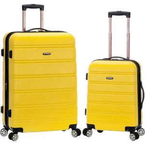Rockland Melbourne Hardside Expandable Spinner Wheel Luggage, Yellow, 2 Piece (20"/28")