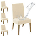 MOSAYT 100% Waterproof Dining Room Chair Covers Set of 4, Super Fit Stretch Jacquard Parson Chairs Slipcovers Removable Washable Chair Seat Protectors for Home, Kitchen, Banquet (Beige)