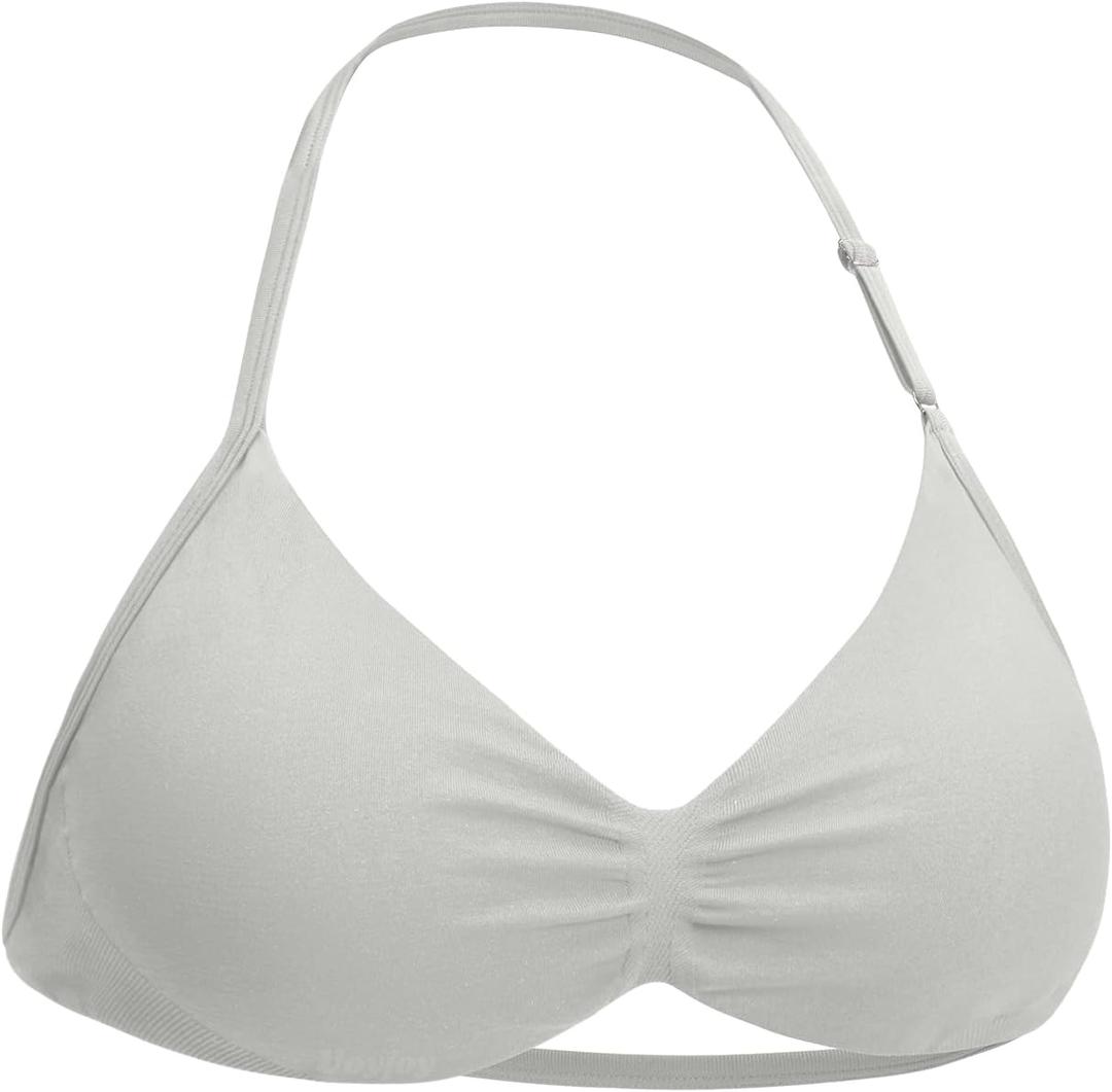 VOYJOY Impact Strappy Bra Sports Bras for Women Basic Crop Workout Sexy Tank Gym Yoga Bra (White, XL)
