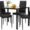 FDW Dining Room Chairs Set for Small Spaces Kitchen Chairs for 4 [Home Furniture Rectangular Modern (Black), 20 x 16x 38 inches