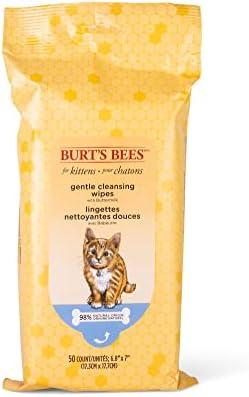 Pack Of 2 Burt's Bees for Pets Kitten Wipes with Buttermilk - Pet Wipes for Cats Waterless Bathing & Cleaning, Kitten Essentials for Indoor Kittens, Gentle Cat Grooming Wipe for Face, Paws & Butt, 50 Count