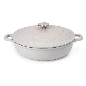 nuovva Non-Stick Aluminium Pot with Lid – Sturdy Shallow Dutch Oven – Casserole Pot with Ergonomic Handles – Oven Safe Cooking Pot – 5.5 -Quart, 12 Inch, Grey