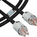 Preffair HiFi Power Cord 10Guage US AC Cable 4N OFC Copper Shielded Wires with IEC320-C15 Female Connector 125V/15A for Speaker, Subwoofer, Turntable, AMP, DAC. (Carbon Fiber 10 AWG, 1.0M / 3.3 Feet)