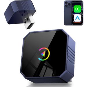 2026 Wireless CarPlay Adapter for iPhone  Android Auto Mini Wired to Wireless Apple Car Play Adapter Plug & Play Compatible for iPhone iOS 10+ Android 11+ with After 2016 Cars Automotive Compasses (Navy)