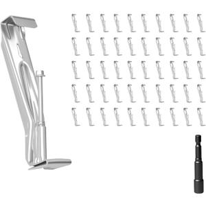 5 Inch Heavy-Duty Gutter Hangers, Rain Gutter Hangers with a Pre Inserted Rust Resistant Screw, Stainless Steel Supports - Rustproof, Easy Installation for 5 K-Style & Half-Round Gutters (50)