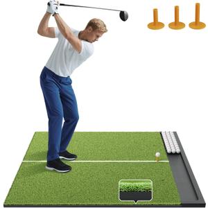 Golf Hitting Mat with Ball Tray, 5x4 / 6x4 ft, 26mm / 31mm Thick, Pro & Elite Turf with Swing Path Line, Premium Golf Practice Mat for Indoor & Outdoor Swing, Chipping, Training