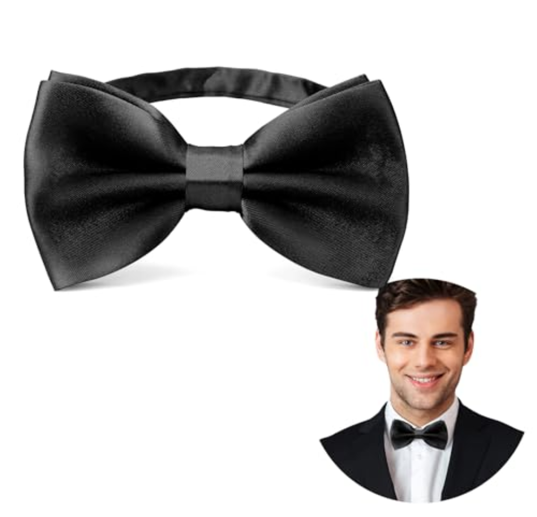 Pack of 3 Yetuab Black Bow Ties for Men,Bowtie,Father's Day Gift Present,Bow Tie for Wedding,Bowtie for Bridegroom,Bowties for Halloween Cosplay Costume Party and Formal Events for Men Adult Boy