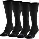 MediPeds unisex-adult Crew Socks With Non-Binding Top and Cushion, Multipairs, Black (4-pairs), Shoe Size: Men's 7-12; Women's 10-13
