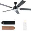 52" Ceiling Fan with Light for Bedroom - 6 Speeds & Reversible Function - 3 Color Temperature & Dimmable Brightness - Quiet Operation - Suitable for Living Room & Patios - Black