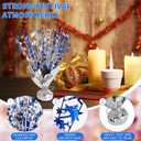12 Pack Metallic Foil Spary Centerpieces for Tables, Silver NavyBlue Centerpieces for Tables Decorations, Star Brust Table Centerpieces for Birthday Graduation Wedding Baby Shower Party
