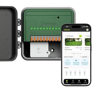 Soildrops AI Smart Sprinkler Controller, 8-Zone WiFi Irrigation Controller for Indoor & Outdoor Use, DIY Garden & Lawn Watering Kit, App-Based Auto Watering