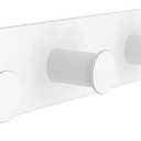 Small Coat Rack Wall Mounted, White Coat Hooks Adhesive & Screw in, Stainless Steel Door Hooks for Hanging Hat Towels Clothes, Hook Rail with 4 Round Hangers (White, 4 Hooks)