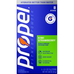 Propel Electrolyte Enhanced Water Drink Mix Powder Packets, Kiwi Strawberry, Zero Calorie & Zero Sugar Hydration with Electrolytes and Vitamins C & E, (8 Packets), BBD 05/08/2027