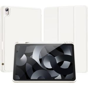 LovRug for iPad Air 11 Inch Case (M2) 2024, iPad Air 5th Generation Case 2022/iPad Air Cases 4th Generation 2020 10.9 Inch with Pencil Holder, Soft TPU Back Smart Protective Cover(White)