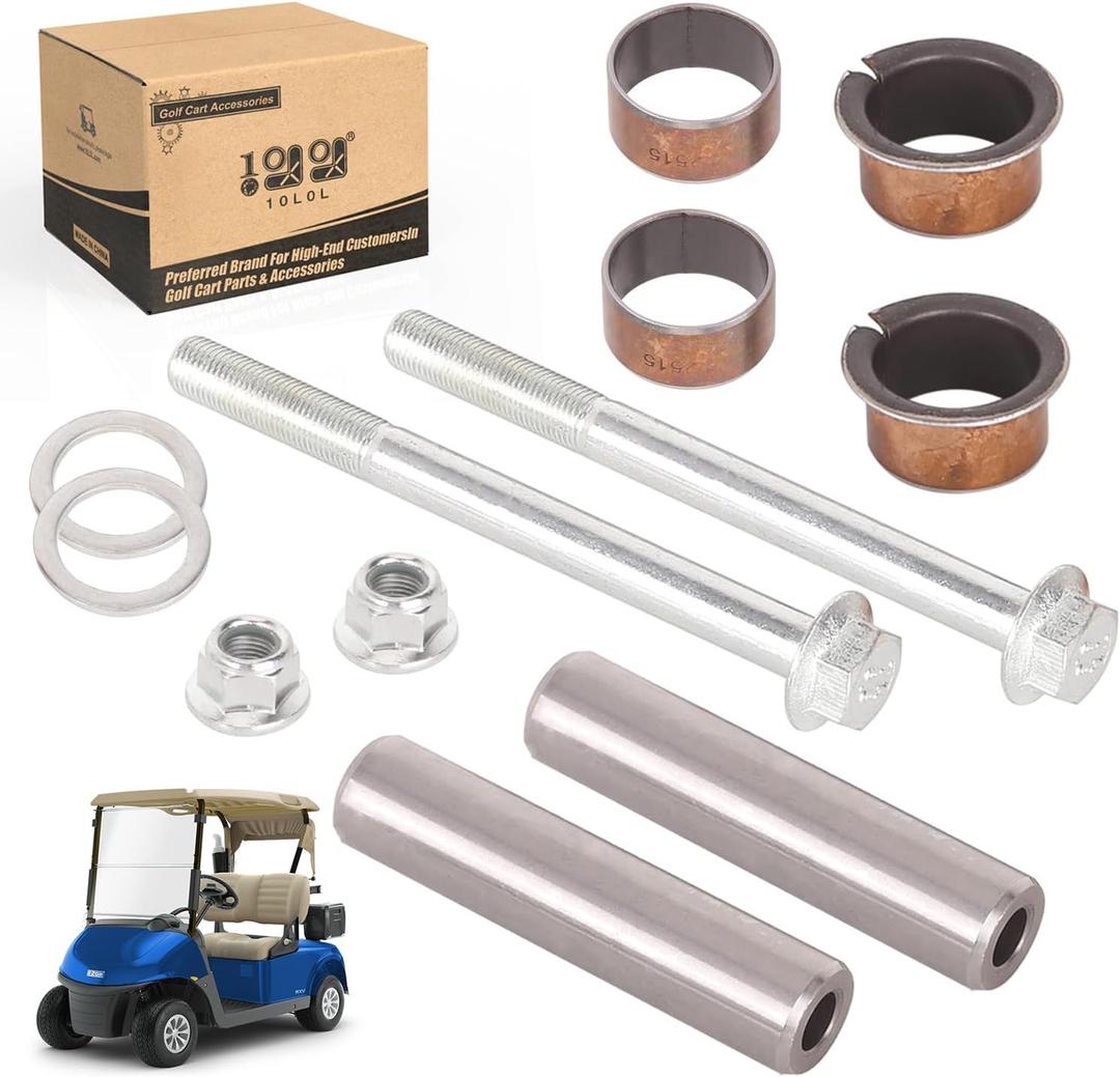 10L0L Golf Cart Spindle Assembly Repair Kit fit EZGO RXV 2008-UP & EZGO TXT/PDS 2001-UP, Include Spindle Bushings, King Pin Tubes,Claw Copper Sleeves and Washers,OEM# 70745-G01,614034,70648-G01